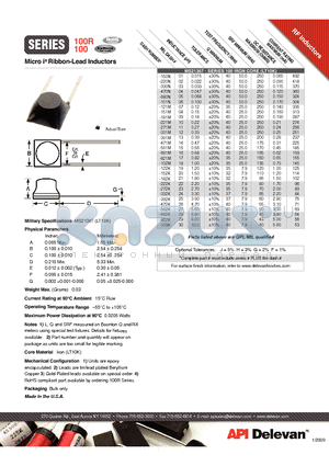 100-181M datasheet - Micro i^ Ribbon-Lead Inductors