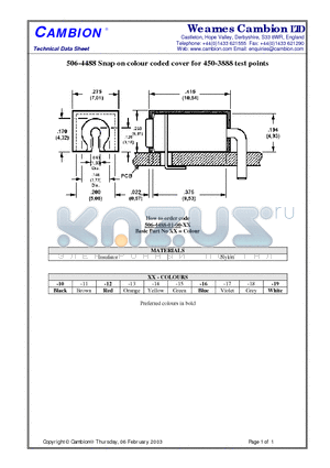 506-4488 datasheet - Snap on colour coded cover for 450-3888 test points