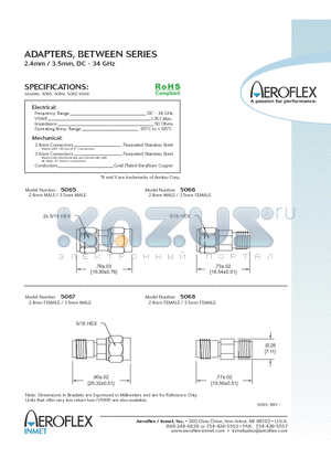 5065 datasheet - ADAPTERS, BETWEEN SERIES 2.4mm / 3.5mm, DC - 34 GHz