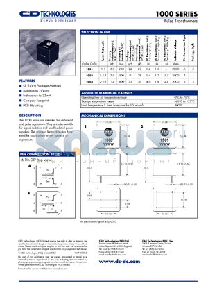 1000 datasheet - Pulse Transformers