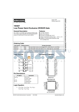 1000307QI datasheet - Low Power Quint Exclusive OR/NOR Gate