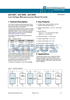 AS1907C16-T datasheet - Low-Voltage Microprocessor Reset Circuits