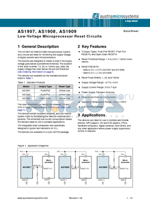 AS1907B23-T datasheet - Low-Voltage Microprocessor Reset Circuits