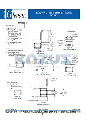 507-002LH datasheet - Qwik-Ty^ for MIL-C-81659 Connectors