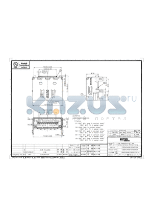 100042MB019SX07ZA datasheet - HDMI Receptacle SMT Type Female Connector Without Flange