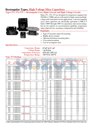 27120B402JO0 datasheet - High-Voltage Mica Capacitors Rectangular Case, High-Current and High-Voltage Circuits