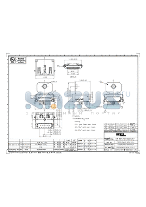 100042MR019GX12ZA datasheet - HDMI Right Angle Throught Hole Type Female Conn Without Flange