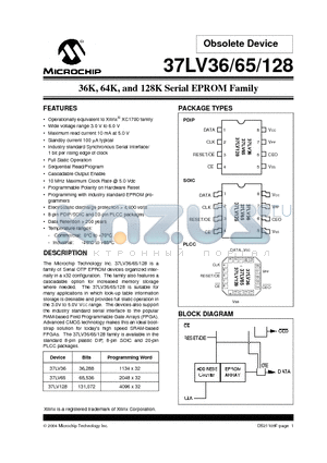 37LV65-IT/SN datasheet - 36K, 64K, and 128K Serial EPROM Family