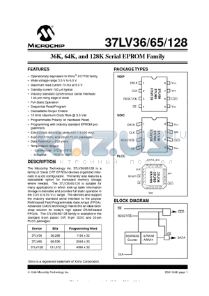 37LV65-SN datasheet - 36K, 64K, and 128K Serial EPROM Family