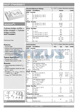 37NAB066V1 datasheet - 3-phase bridge rectifier