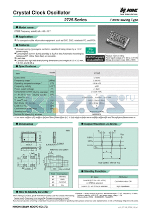 2725Z datasheet - Crystal Clock Oscillator Power-saving Type
