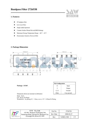 272653B datasheet - Bandpass Filter