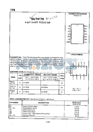 74178 datasheet - 4-BIT SHIFT REGISTER