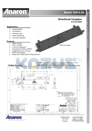 10013-20 datasheet - Directional Couplers In-Line Style