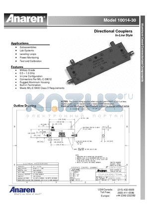 10014-30 datasheet - Directional Couplers In-Line Style