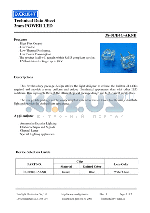 38-01/B4C-AKNB datasheet - 3mm POWER LED