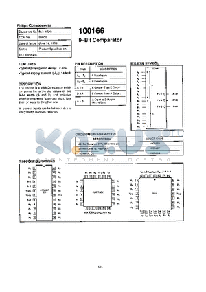 100166A datasheet - 9-Bit Commparator