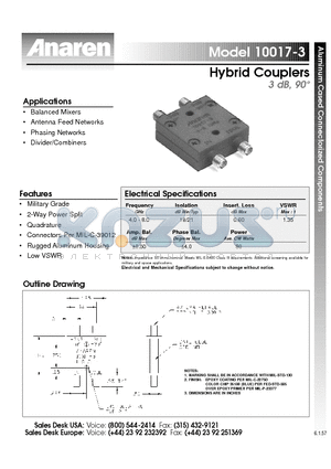 10017-3 datasheet - Hybrid Couplers