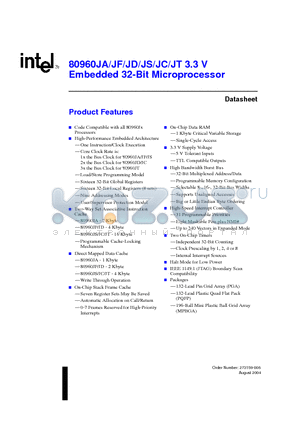 273159-006 datasheet - 80960JA/JF/JD/JS/JC/JT 3.3 V Embedded 32-Bit Microprocessor