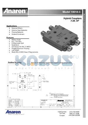 10018-3 datasheet - Hybrid Couplers