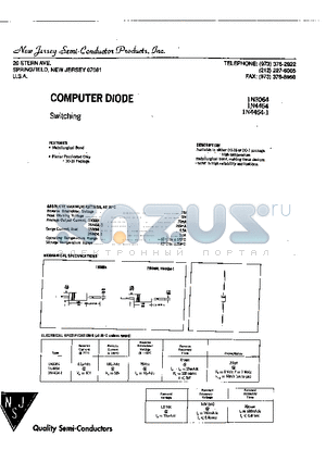 1N3064 datasheet - COMPUTER DIODES