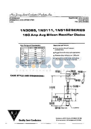 1N3087 datasheet - 150 Amp Avg Silicon Rectifier Diode