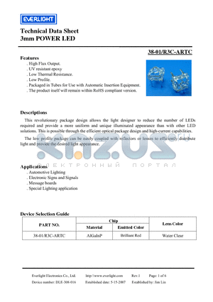 38-01-R3C-ARTC datasheet - 3mm POWER LED