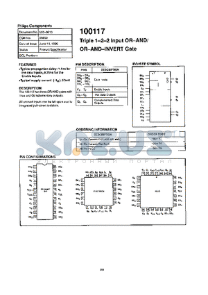 100117 datasheet - Triple 1-2-2 Input OR-AND/OR-AND-INVERTER Gate