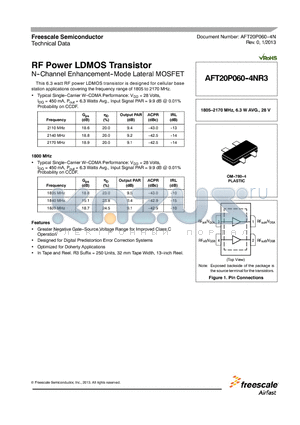 AFT20P060-4N datasheet - RF Power LDMOS Transistor