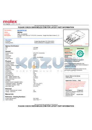 A-70431-0431 datasheet - 2.54mm (.100) Pitch SL FFC/FPC Connector - Single Row Male Version D, 12 Circuits