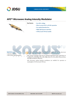 10020465 datasheet - APE Microwave Analog Intensity Modulator