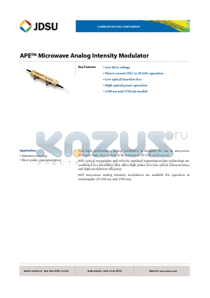 10022054 datasheet - APE Microwave Analog Intensity Modulator