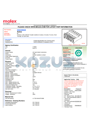 0022426020 datasheet - 2.54mm (.100