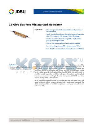 10023828 datasheet - 2.5 Gb/s Bias-Free Miniaturized Modulator