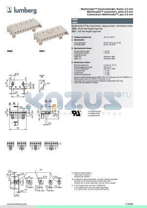 380007 datasheet - Multimodul-Steckverbinder, Raster 2,5 mm