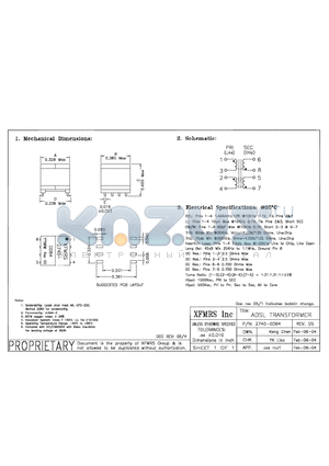 2740-0084X datasheet - ADSL TRANSFORMER