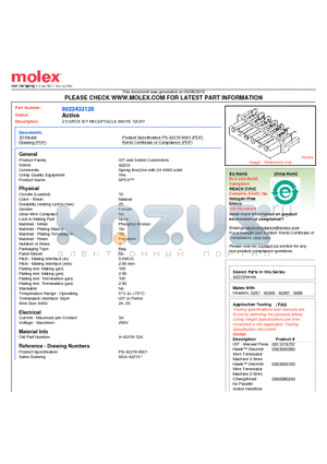 0022433120 datasheet - 2.5 SPOX IDT RECEPTACLE WHITE 12CKT