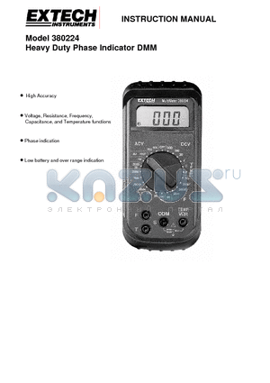 380224 datasheet - Heavy Duty Phase Indicator DMM