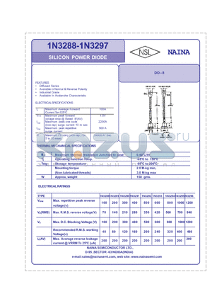 1N3288 datasheet - SILICON POWER DIODE