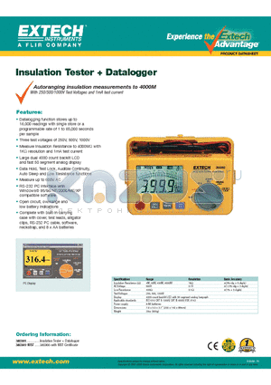 380366 datasheet - Insulation Tester  Datalogger
