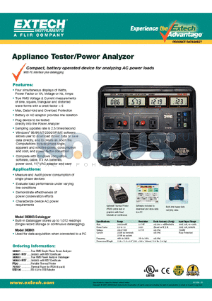 380803 datasheet - Appliance Tester/Power Analyzer