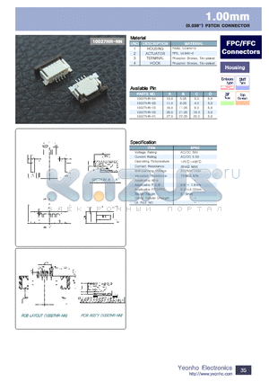 10027HR-04 datasheet - 1.00mm P3TCH CONNECTOR