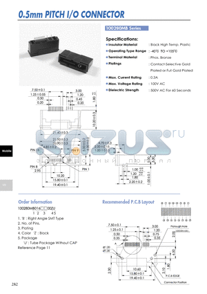 100280MB datasheet - 0.5mm PITCH I/O CONNECTOR