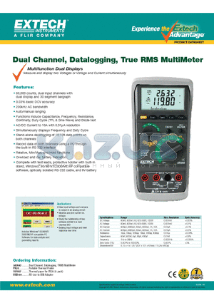 380900 datasheet - Dual Channel, Datalogging, True RMS MultiMeter