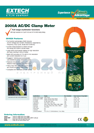 380926 datasheet - 2000A AC/DC Clamp Meter