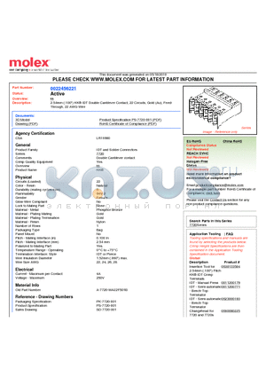 0022456221 datasheet - 2.54mm (.100