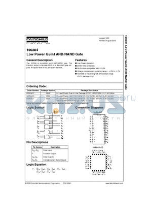 100304PC datasheet - Low Power Quint AND/NAND Gate