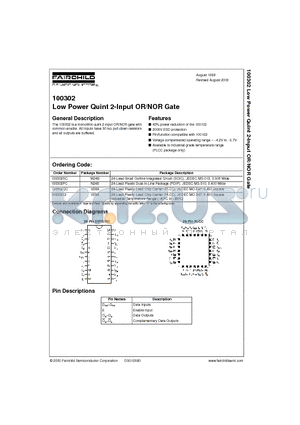 100302SC datasheet - Low Power Quint 2-Input OR/NOR Gate