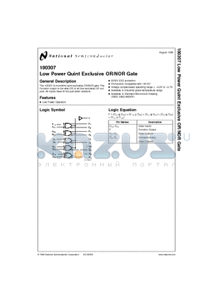 100307D datasheet - Low Power Quint Exclusive OR/NOR Gate