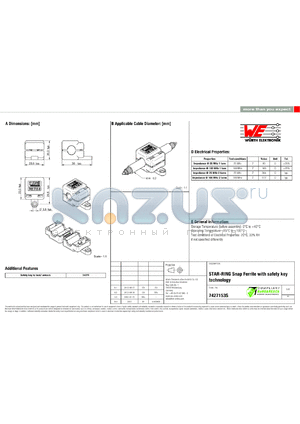7427153S datasheet - STAR-RING Snap Ferrite with safety key technology